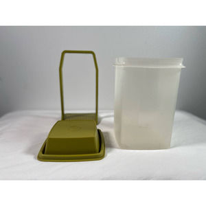 VTG Tupperware PickADeli Pickle Olive Keeper Insert & Lid Avocado Green